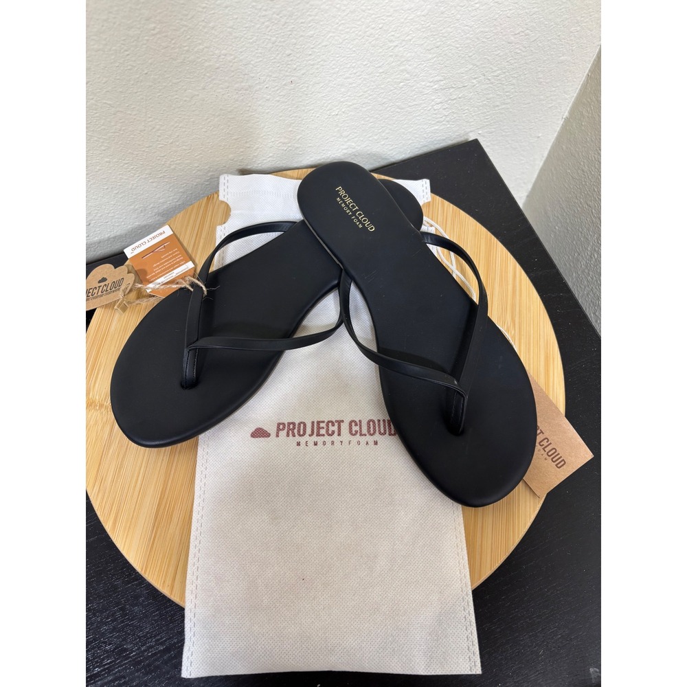 Project Cloud Sandals Size 10 Foundations Black Memory Foam Flip Flops NEW